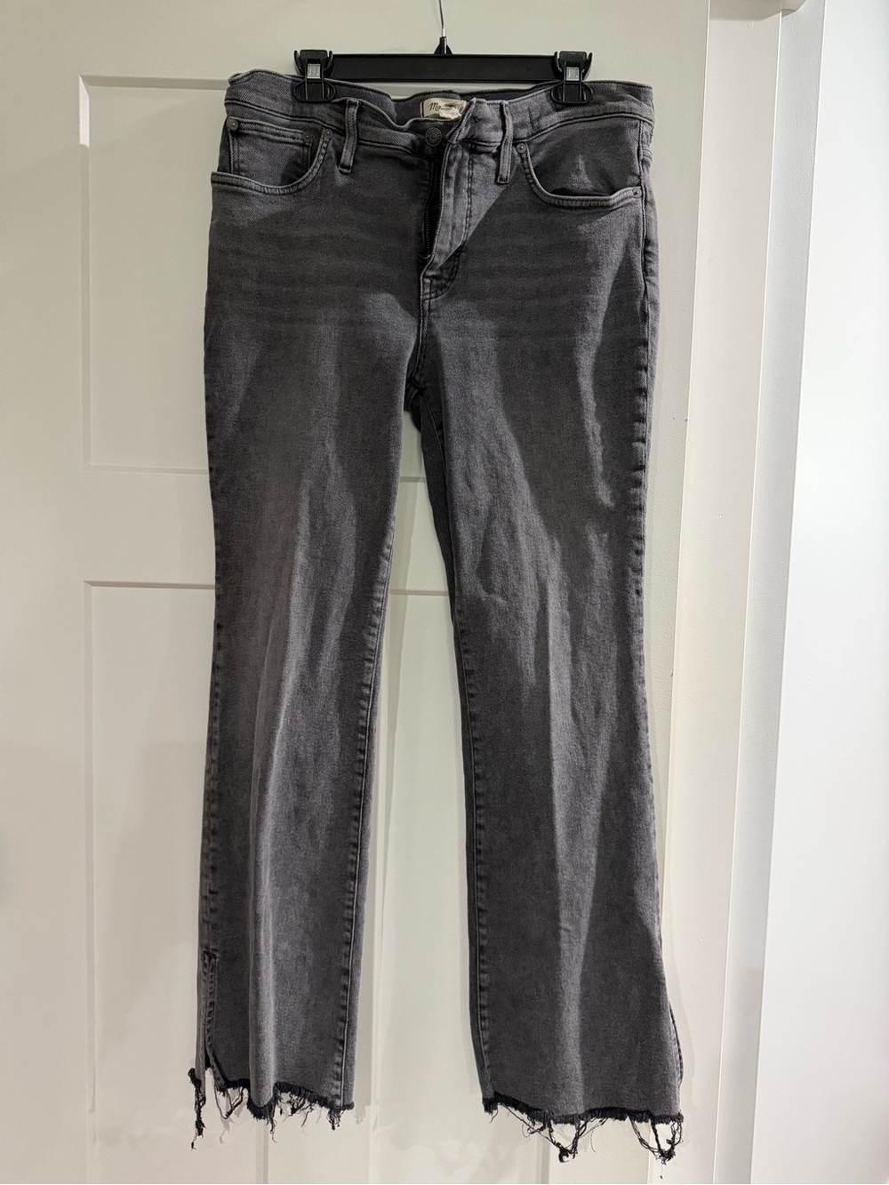 Madewell Gray Flare Jeans with Raw Hem